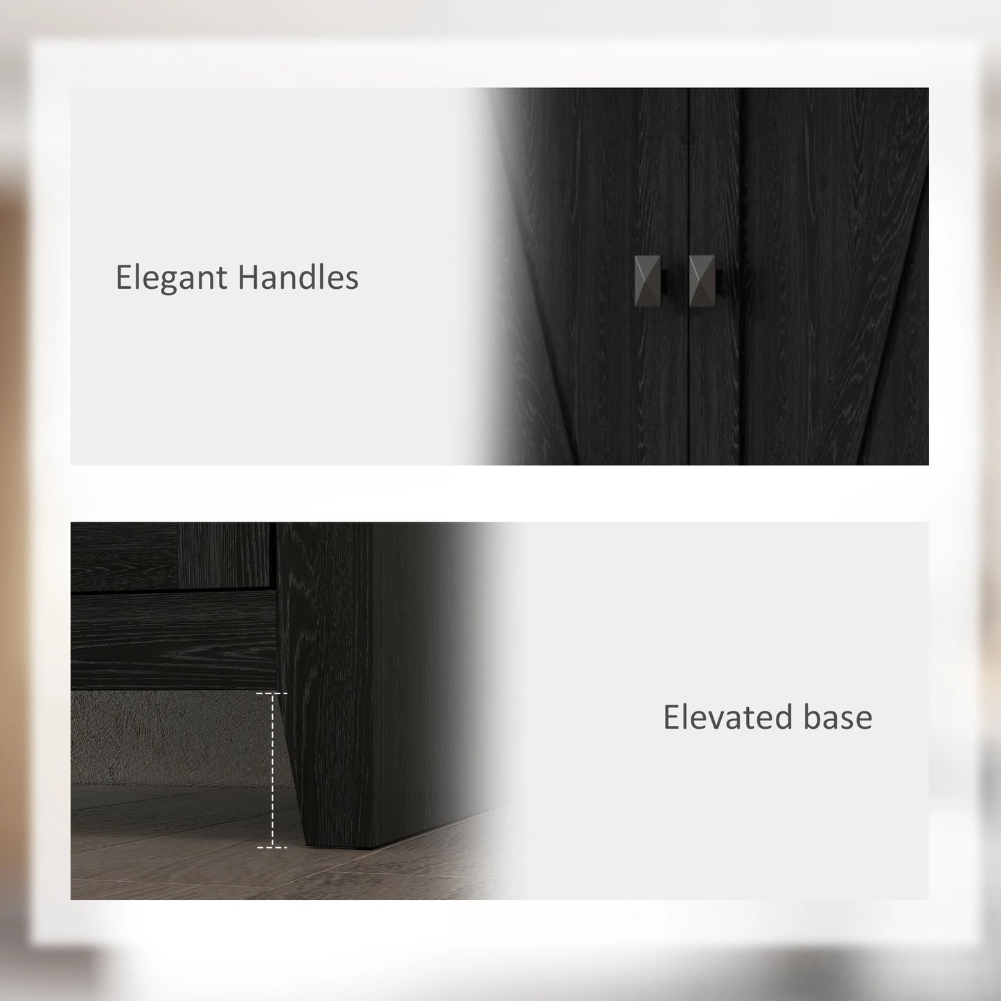 72" Freestanding Storage Cabinet, Kitchen Pantry with Doors, Shelves, Black Kitchen Pantry Cabinets at Gallery Canada