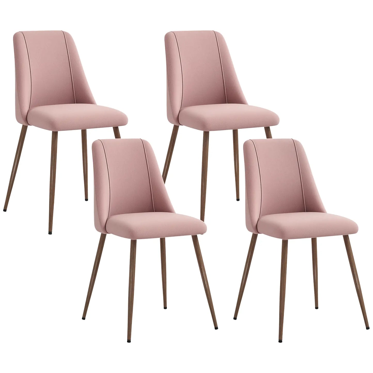 Upholstered Dining Chairs Set of 4, Velvet Accent Chair, Wood Leg, Pink Dining Chairs at Gallery Canada