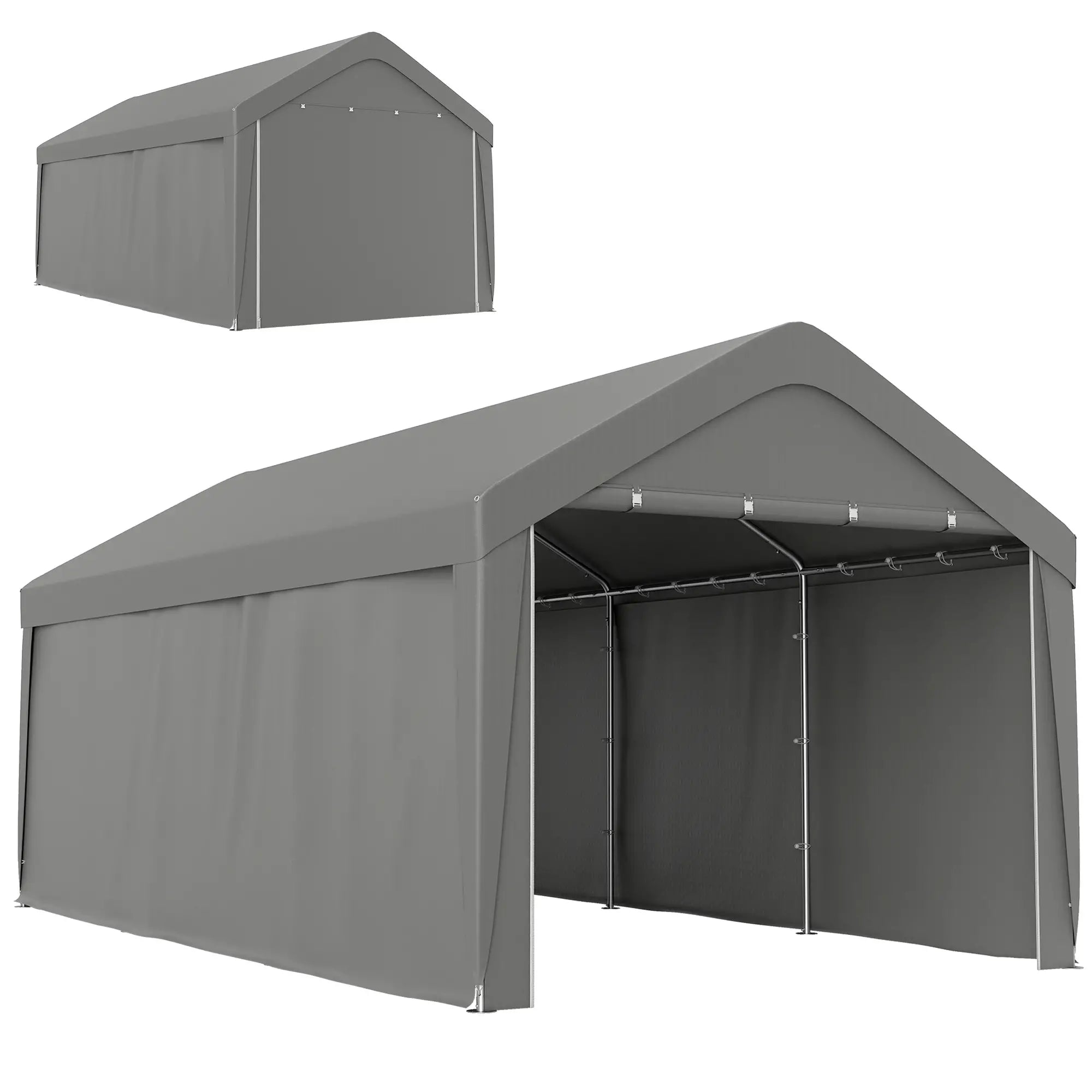 10 x 20 ft Portable Garage, 2 Roll-Up Doors, Removable Sidewalls, Light Grey Car Shelters at Gallery Canada