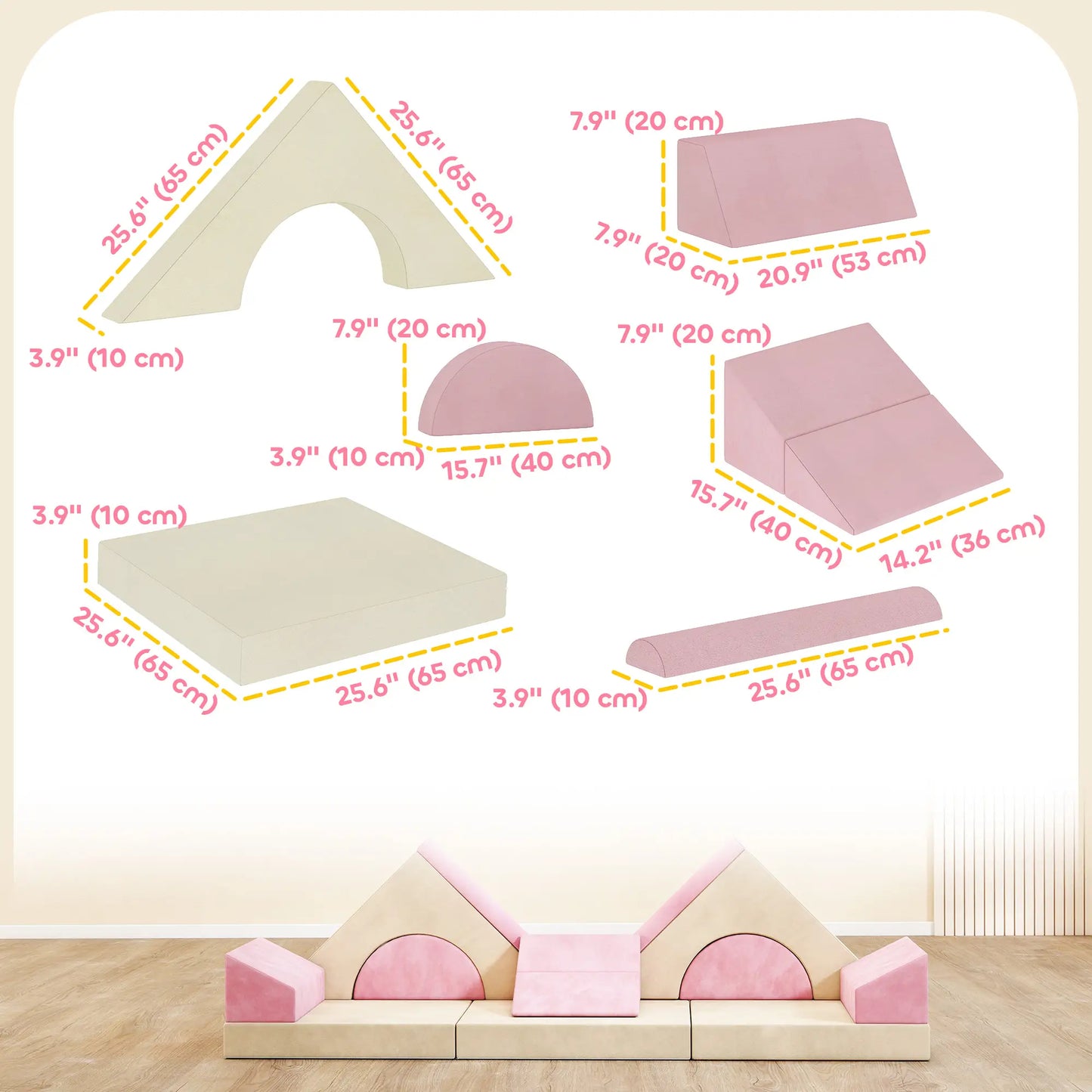 Modular Kids Play Couch, Child Sectional Sofa, Convertible Foam Cushion, Pink Kids Gym & Playmats at Gallery Canada