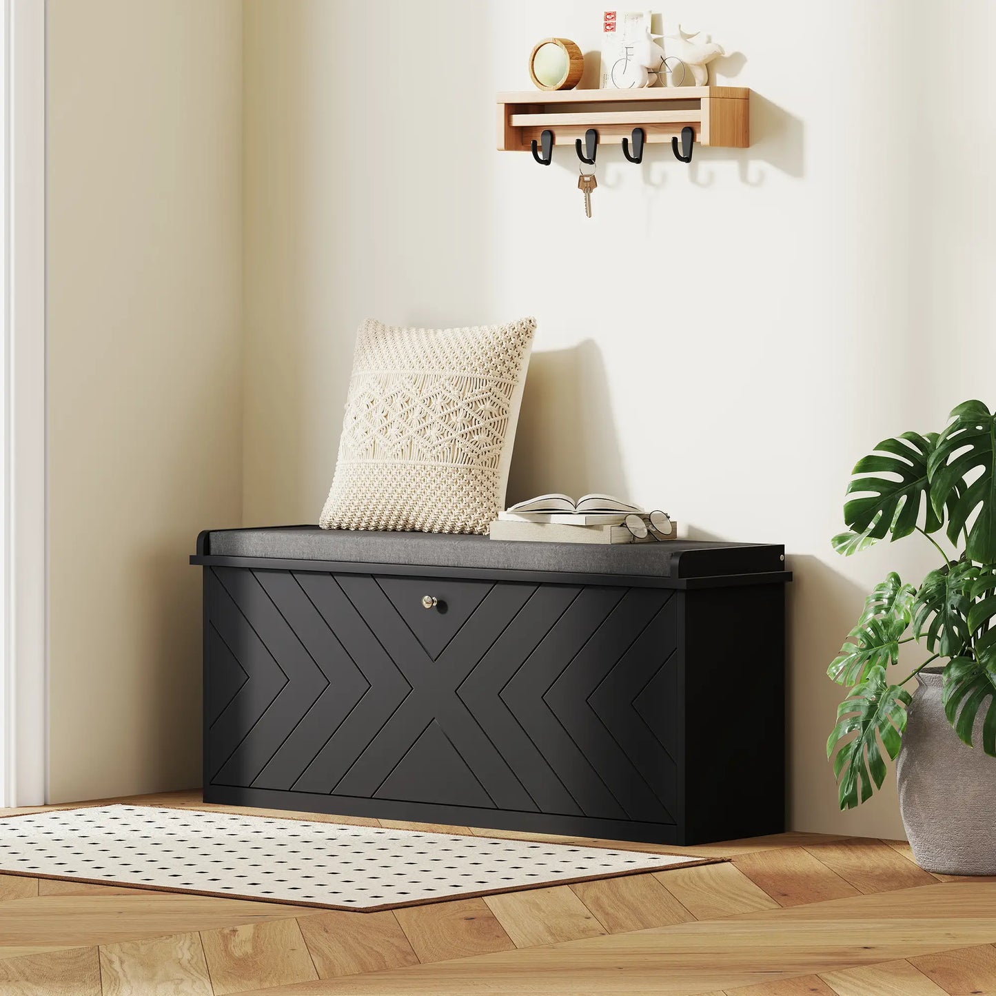 Upholstered Shoe Storage Bench with Flip Drawer, Adjustable Shelf, Fits 10 Pairs Shoe Storage Cabinets & Racks at Gallery Canada