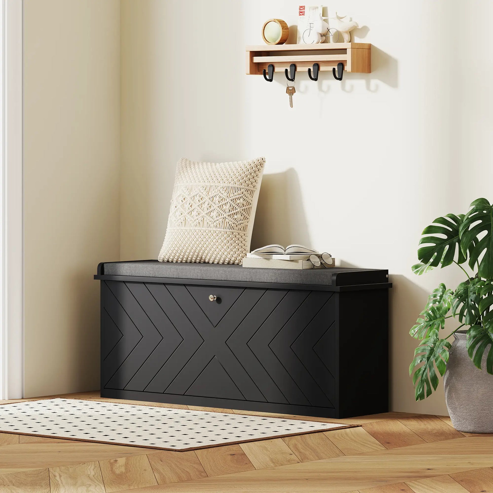 Upholstered Shoe Storage Bench with Flip Drawer, Adjustable Shelf, Fits 10 Pairs Shoe Storage Cabinets & Racks at Gallery Canada