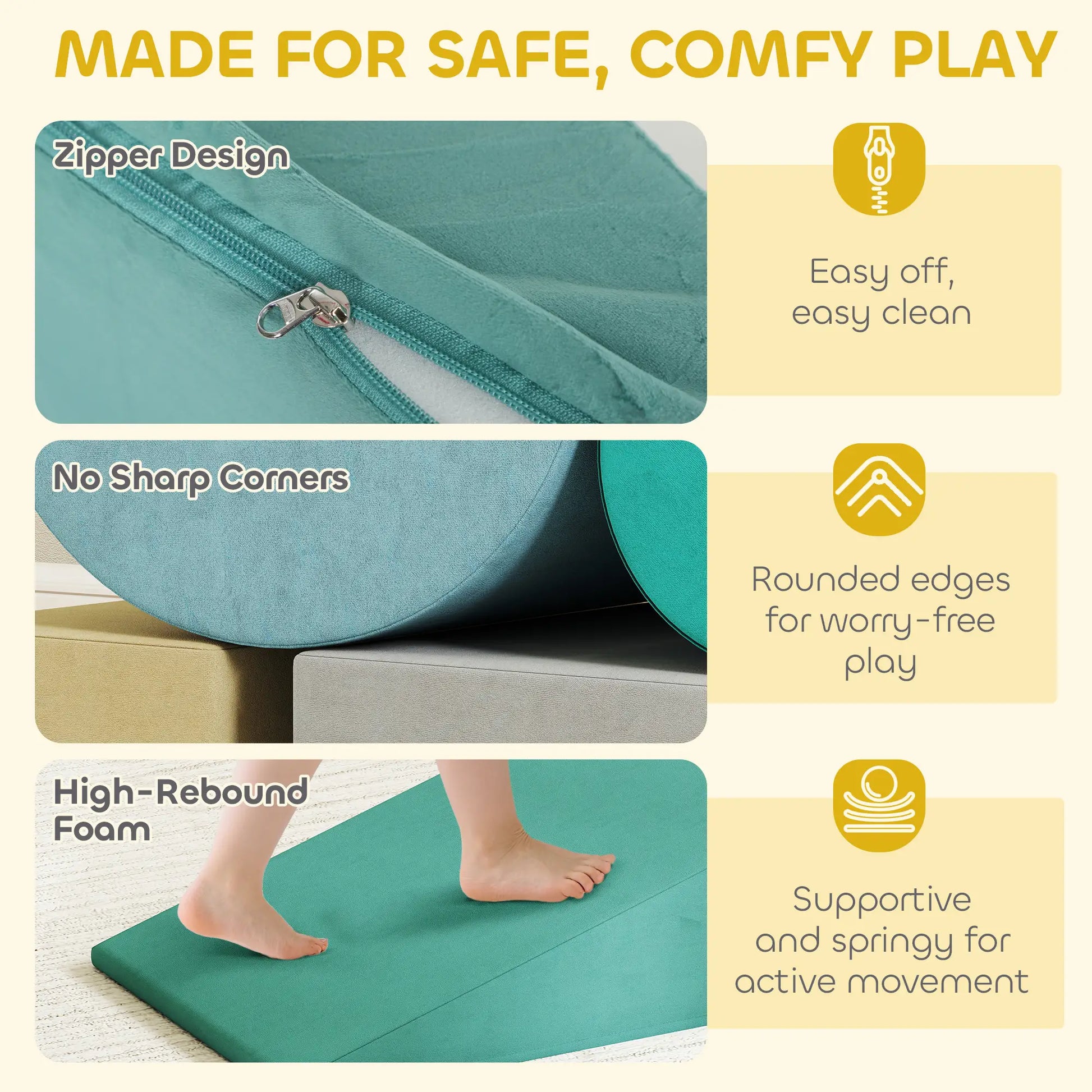 Toddler Climbing Toy, Removable Cover, Indoor Play Set, Blue/Green Kids Gym & Playmats at Gallery Canada