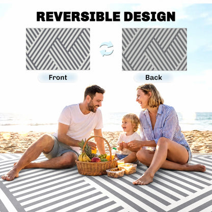 Reversible Outdoor RV Rug, Patio Floor Mat, 6' x 9', Grey and Cream Garden Decor at Gallery Canada