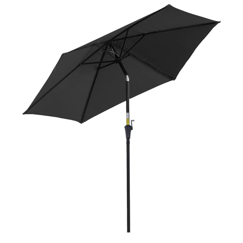 8.5' Round Aluminum Patio Umbrella, Tilt Canopy, 6 Ribs, Black