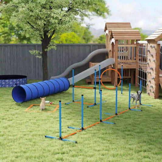 Dog Agility Training Equipment, 8PCS Obstacle Course Starter Kit Dog Agility Training Equipment Orange, Blue, Black at Gallery Canada
