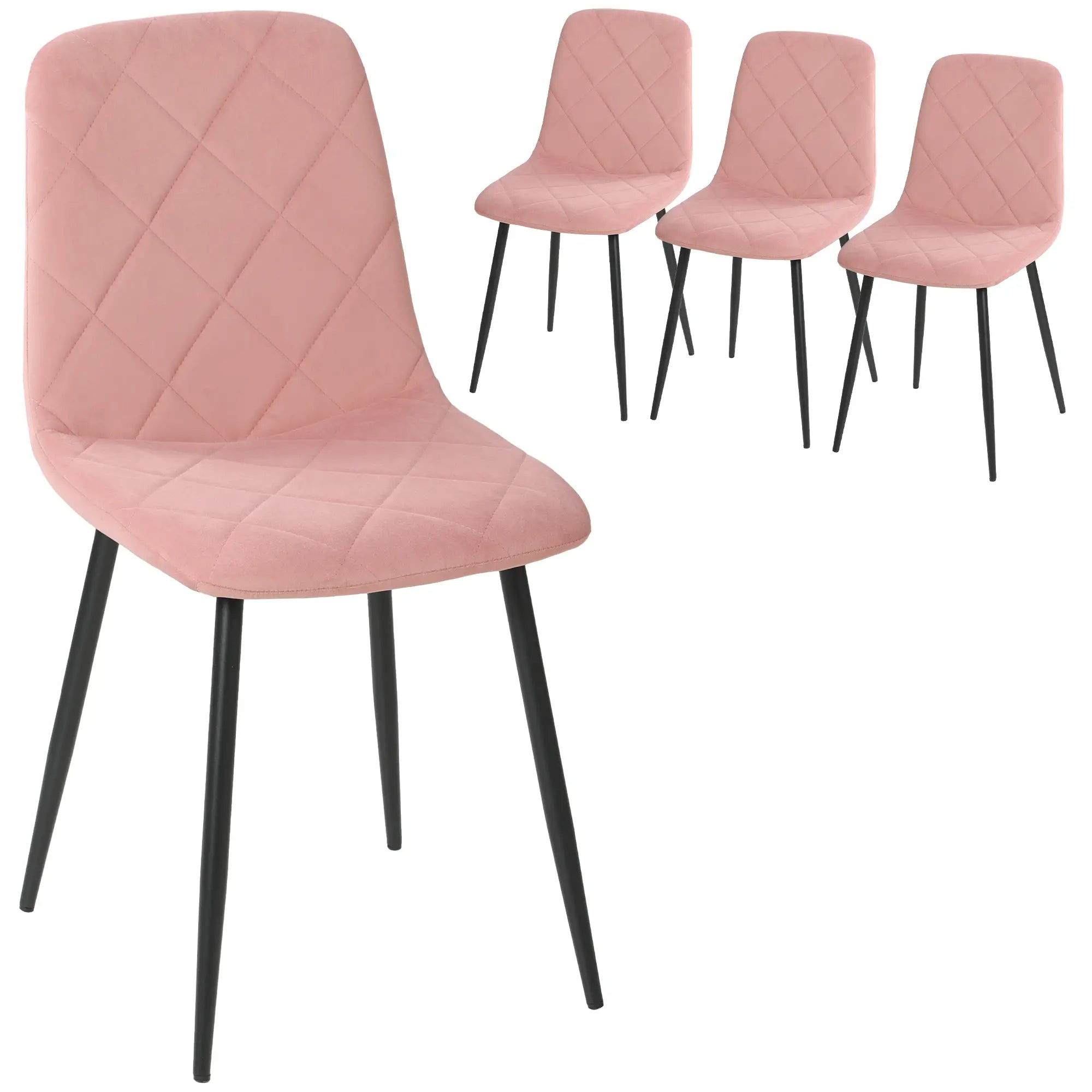 Upholstered Dining Chairs Set of 4, Steel Legs, Modern Kitchen, Pink Dining Chairs at Gallery Canada