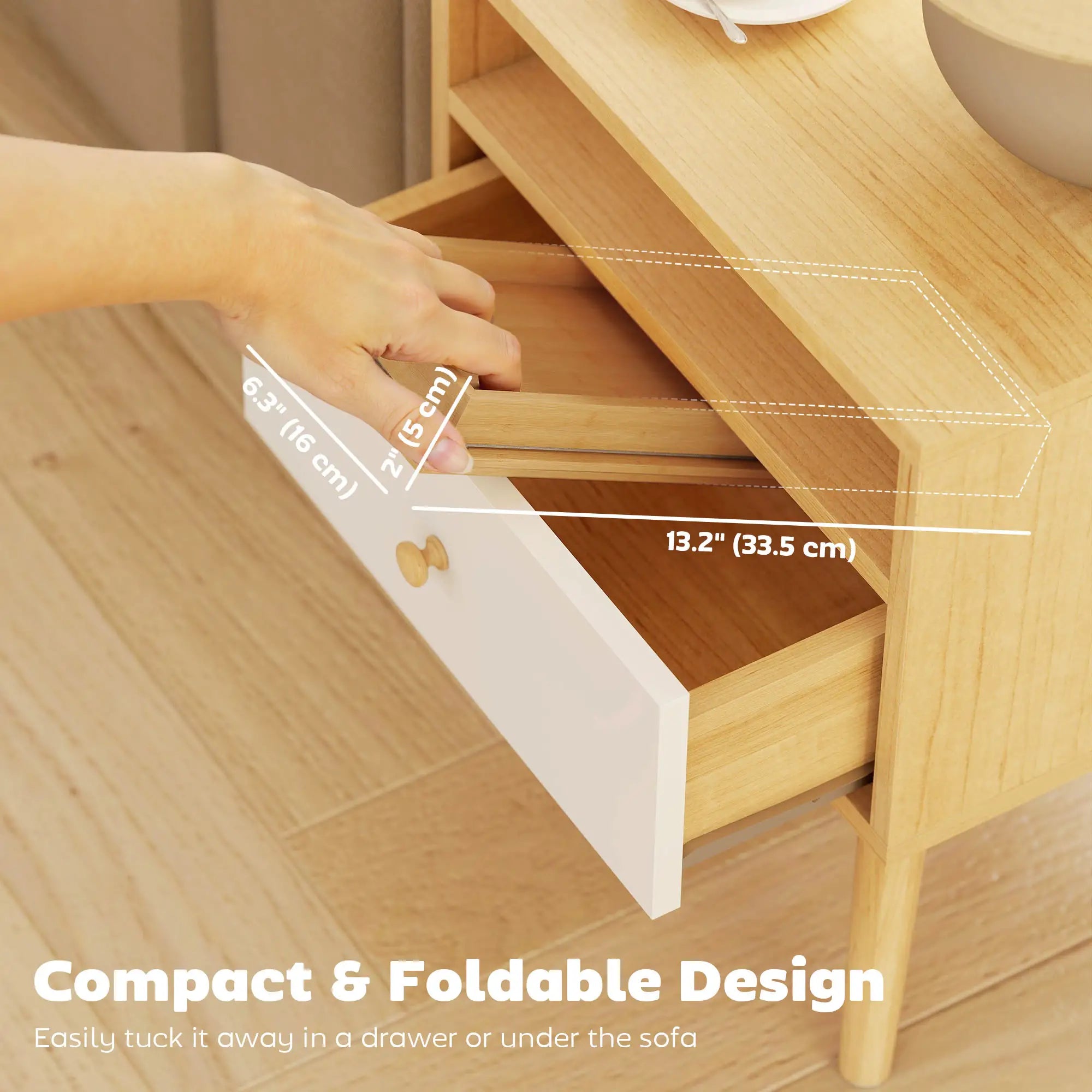 Bamboo Couch Arm Tray, Flexible Roll-up Design, Wide Compartment, Natural Living Room Furniture at Gallery Canada