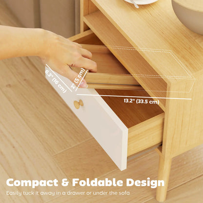 Bamboo Couch Arm Tray, Flexible Roll-up Design, Wide Compartment, Natural Living Room Furniture at Gallery Canada