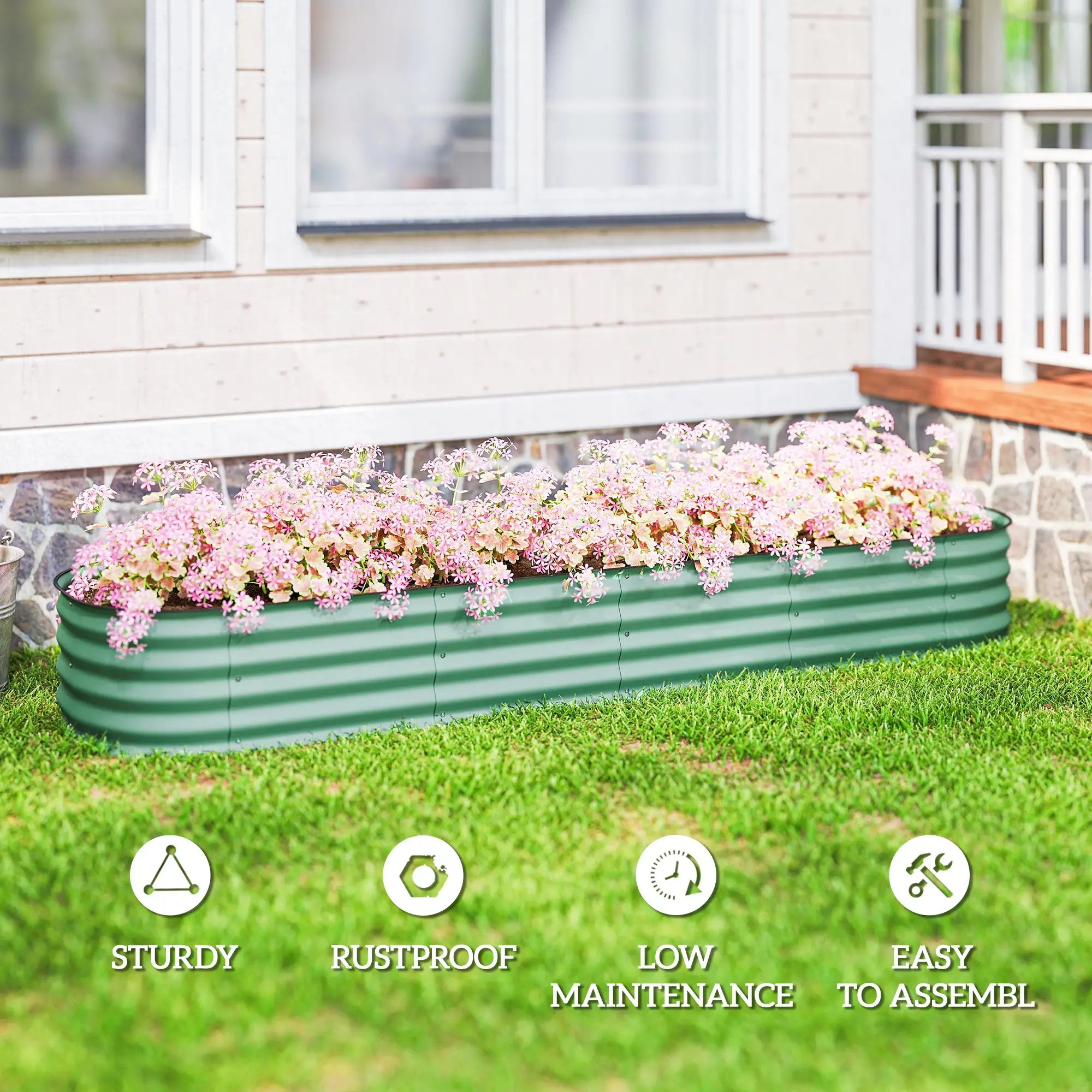 7.9 x 2 x 1ft Galvanized Raised Garden Bed Kit, Metal Planter Box, Green Galvanized Planter Boxes at Gallery Canada