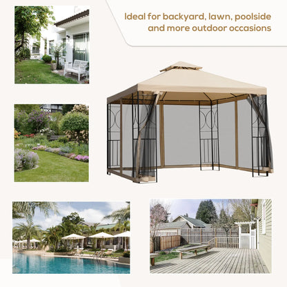 10x10ft Outdoor Gazebo, Double Top Pavilion, Steel Frame, Mosquito Netting Gazebos at Gallery Canada