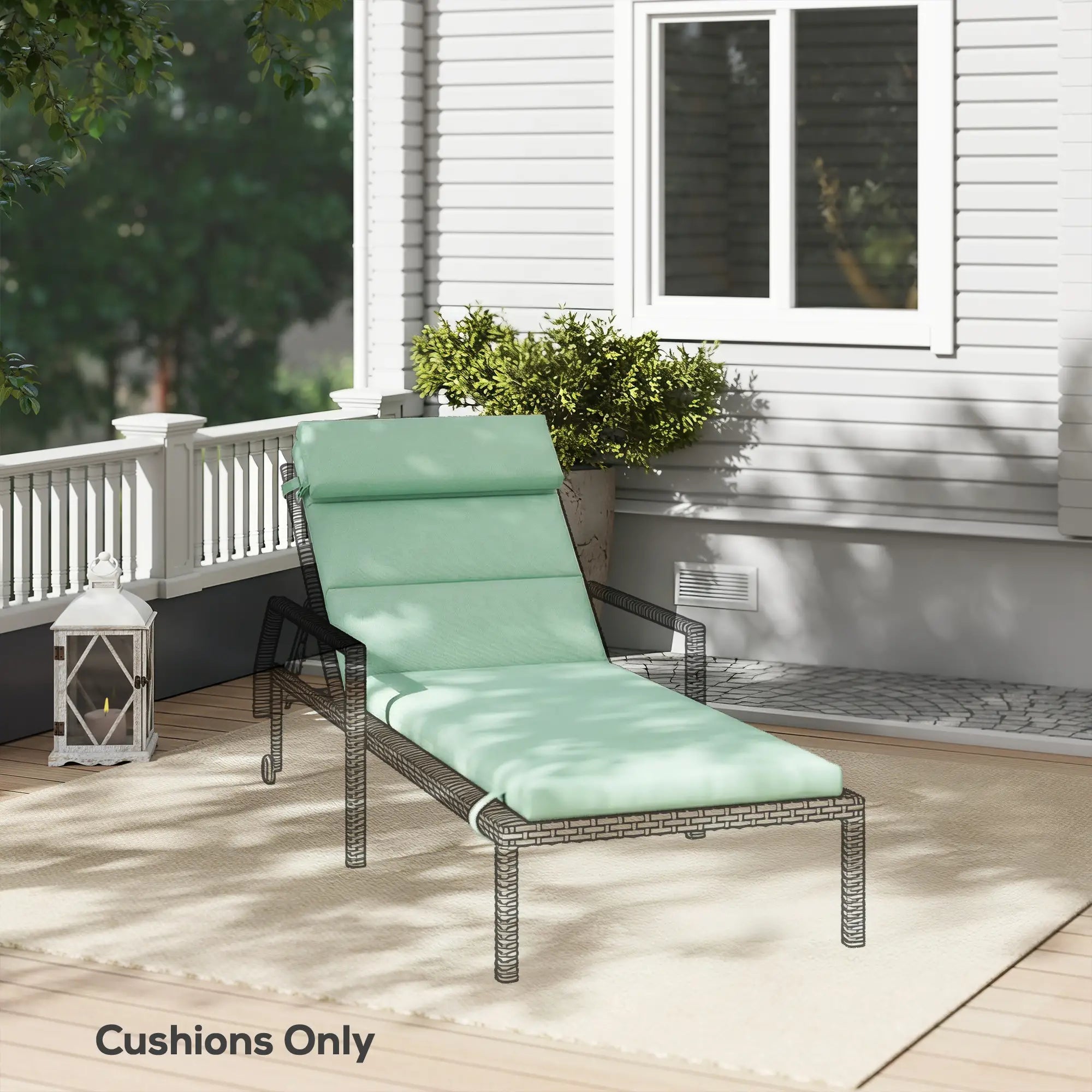 Patio Chaise Lounge Chair Cushion, With Headrest And Ties, Green Patio Chair Cushions at Gallery Canada