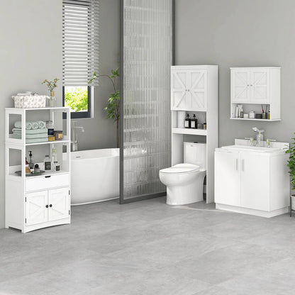 Farmhouse Bathroom Storage Cabinet, Linen Cabinet, 23.5" x 13" x 48.5", White Bathroom Cabinets at Gallery Canada