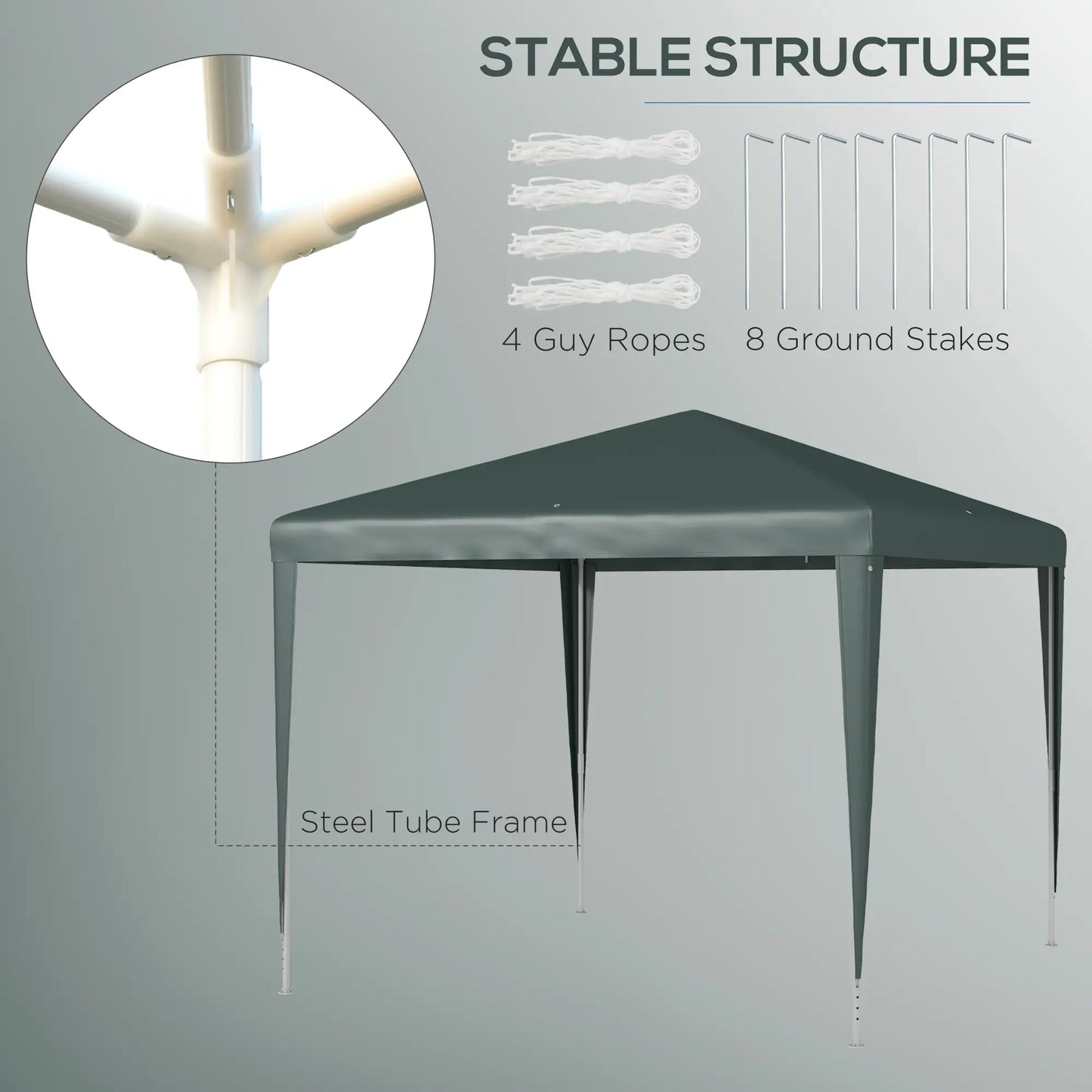 9' x 9' Portable Canopy Tent, Outdoor Sunshade for Weddings, Dark Green Canopy Tents at Gallery Canada