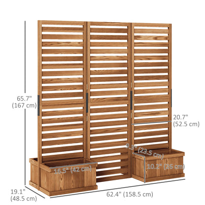 Outdoor Privacy Screen, Wood Panel with 4 Planter Boxes, Raised Bed, 3 Panels Side Awnings at Gallery Canada