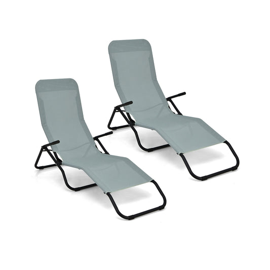 Folding Portable Patio Chaise Lounger, Rocking Design, Light Green Outdoor Chaise Lounges Light Green at Gallery Canada
