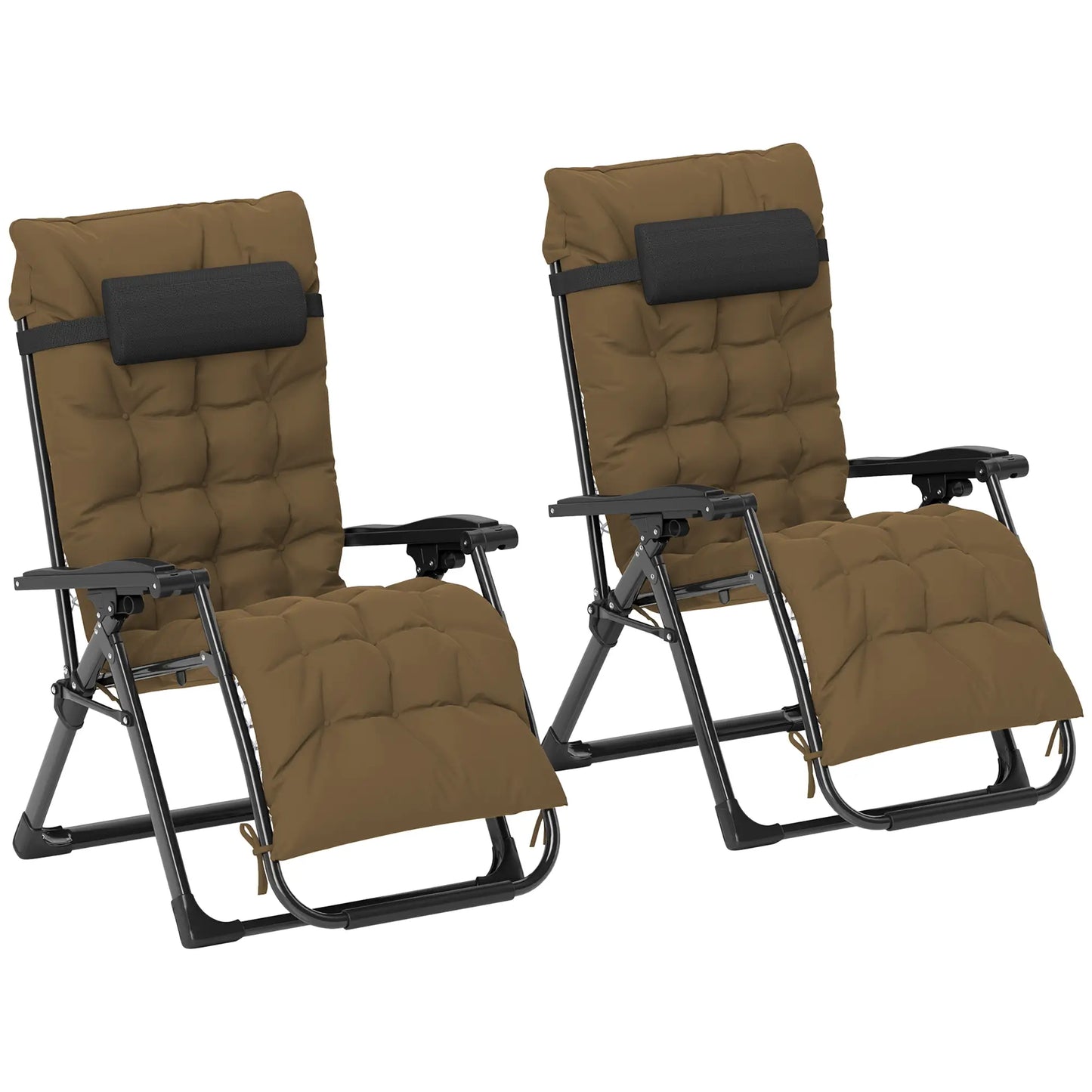Folding Garden Chairs Set Of 2, Reclining Zero Gravity, Khaki Lounger Chairs at Gallery Canada