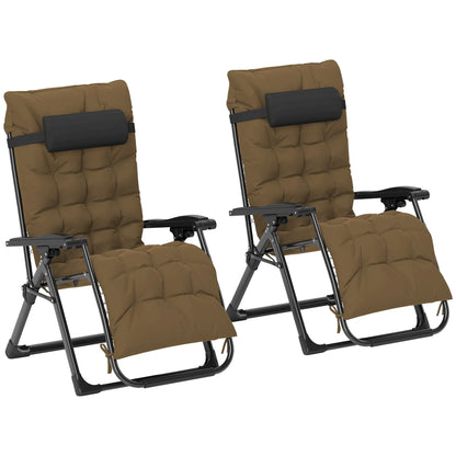 Folding Garden Chairs Set Of 2, Reclining Zero Gravity, Khaki Lounger Chairs at Gallery Canada