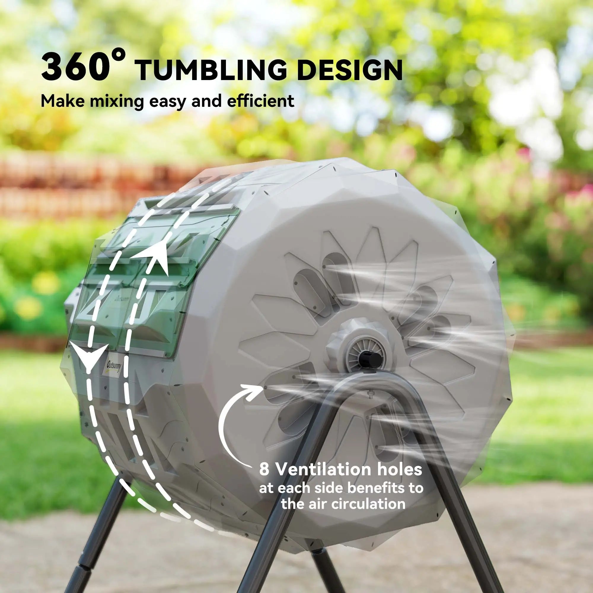 Dual Chamber 43 Gallon Compost Bin, 360 Rotating, Dark Green Outdoor Compost Bin at Gallery Canada