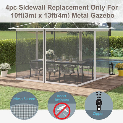 Mosquito Netting For Gazebo, 10' x 13', Black Screen Walls With Zippers, Black Gazebo Sidewalls at Gallery Canada