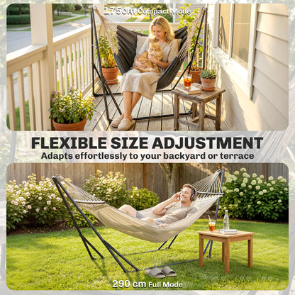 9.5ft Portable Adjustable Foldable Steel Hammock Stand, Black Hammock Stands at Gallery Canada