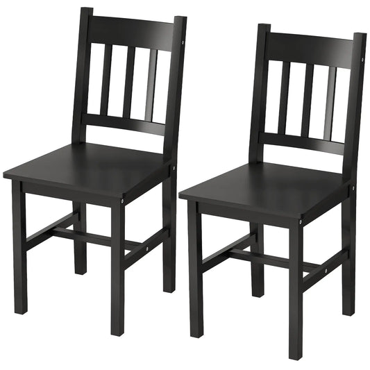 Set of 2 Kitchen Chairs with Slat Back, Black Dining Chairs Black at Gallery Canada