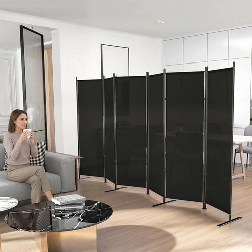 6 Ft Room Divider, Folding Privacy Screen, Charcoal Grey
