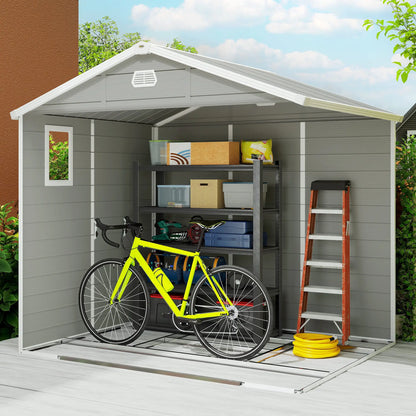 8' x 6' Plastic Garden Storage Shed, Light Grey Sheds at Gallery Canada