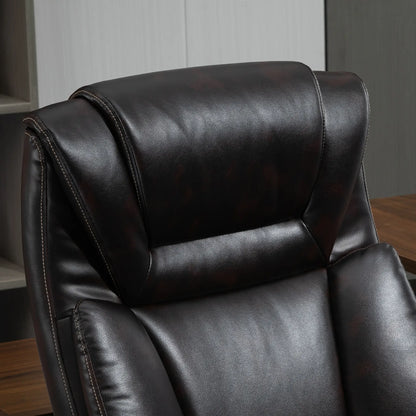 PU Leather Executive Office Chair, High Back, Adjustable Height, Swivel Wheels, 400LBS, Brown Executive & Manager Chairs at Gallery Canada