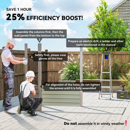 8 x 4FT Galvanized Metal Garden Shed, Double Doors, 2 Vents, Light Grey Sheds at Gallery Canada