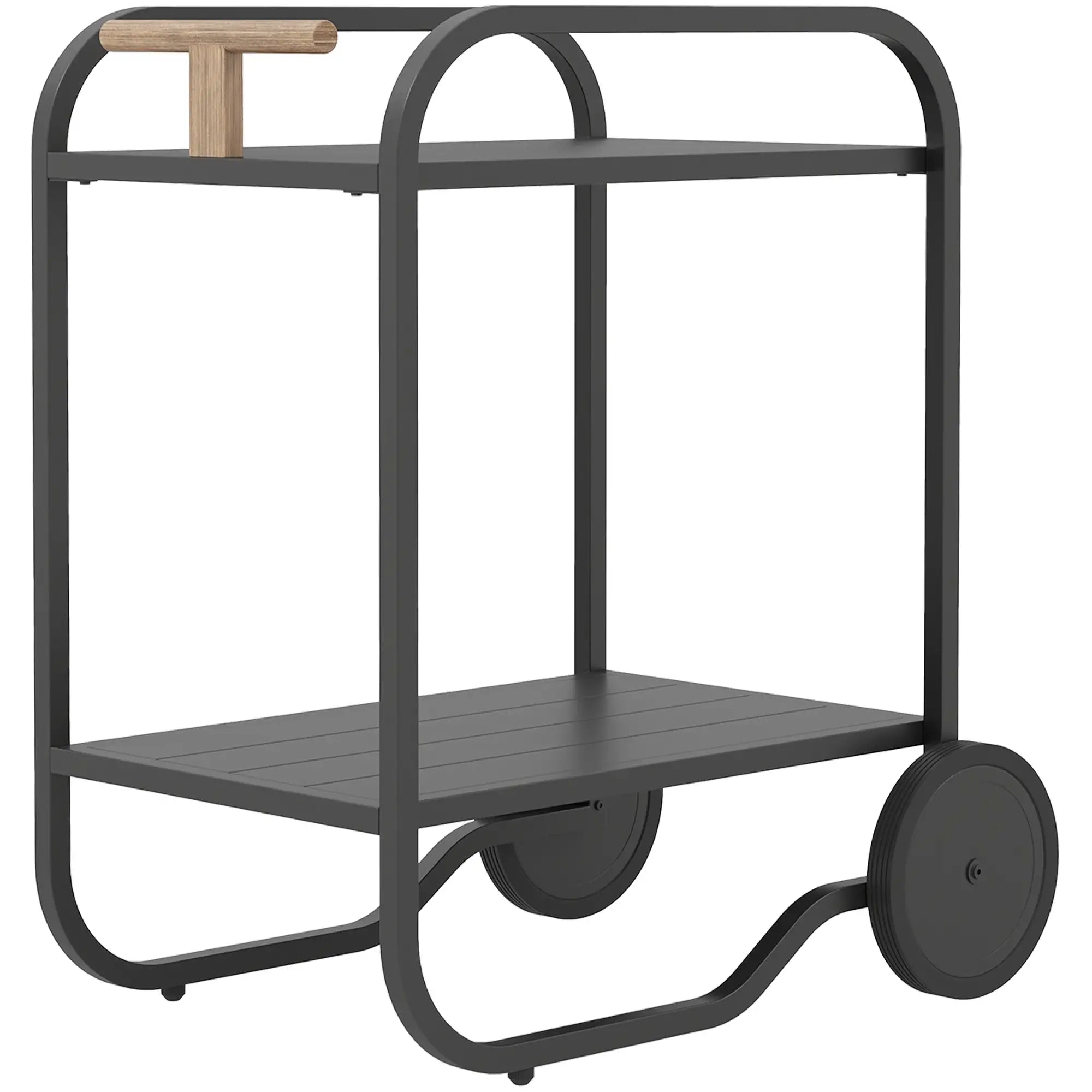 Outdoor Grill Cart With Storage, 2-Tier Bar Cart On Wheels, Steel Frame, Black Outdoor Grill Carts Black at Gallery Canada