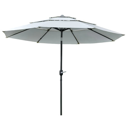 9FT 3-Tier Patio Umbrella, Crank & Tilt, Cream White Sun Umbrellas at Gallery Canada