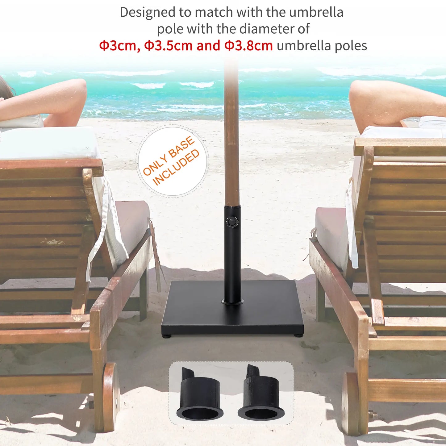 40 lbs Steel Square Parasol Stand Base, Adjustable Knob, Black Umbrella Bases at Gallery Canada