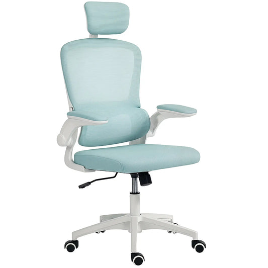 Ergonomic Mesh Office Chair, High Back, Headrest, Flip-Up Armrests, Lumbar Support, Light Green Task Chairs Light Green at Gallery Canada