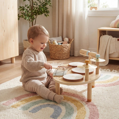 Toddler Drum Set, 4-In-1 Musical Instruments, Natural Wood Electronic Musical Pianos at Gallery Canada