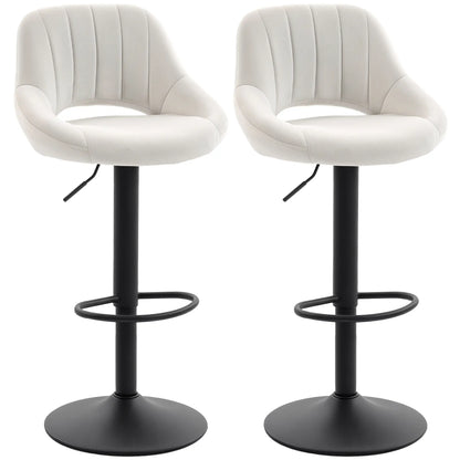 Swivel Bar Stools Set of 2, Adjustable Height, Plush Upholstered, Cream Bar Stools Cream at Gallery Canada