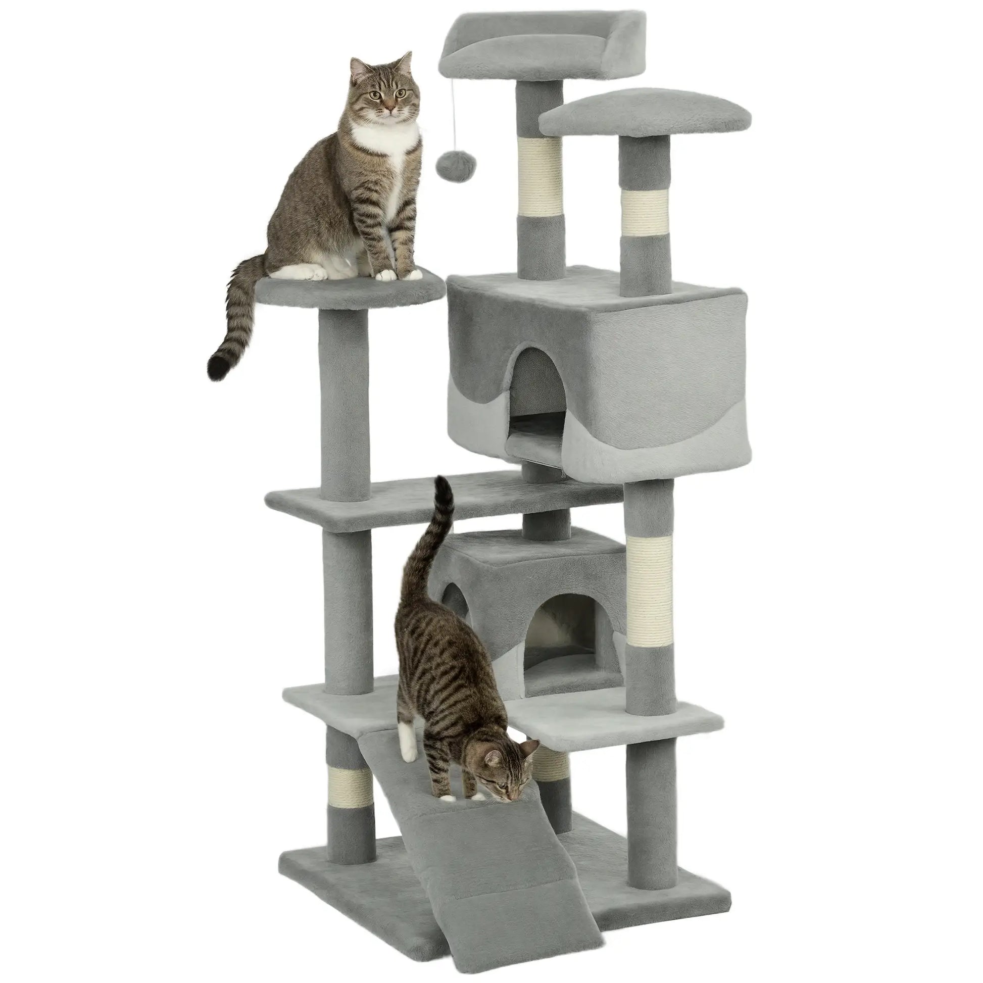 53 Cat Tree Scratching Post, Multi-Level Play House, Grey Cat Trees at Gallery Canada