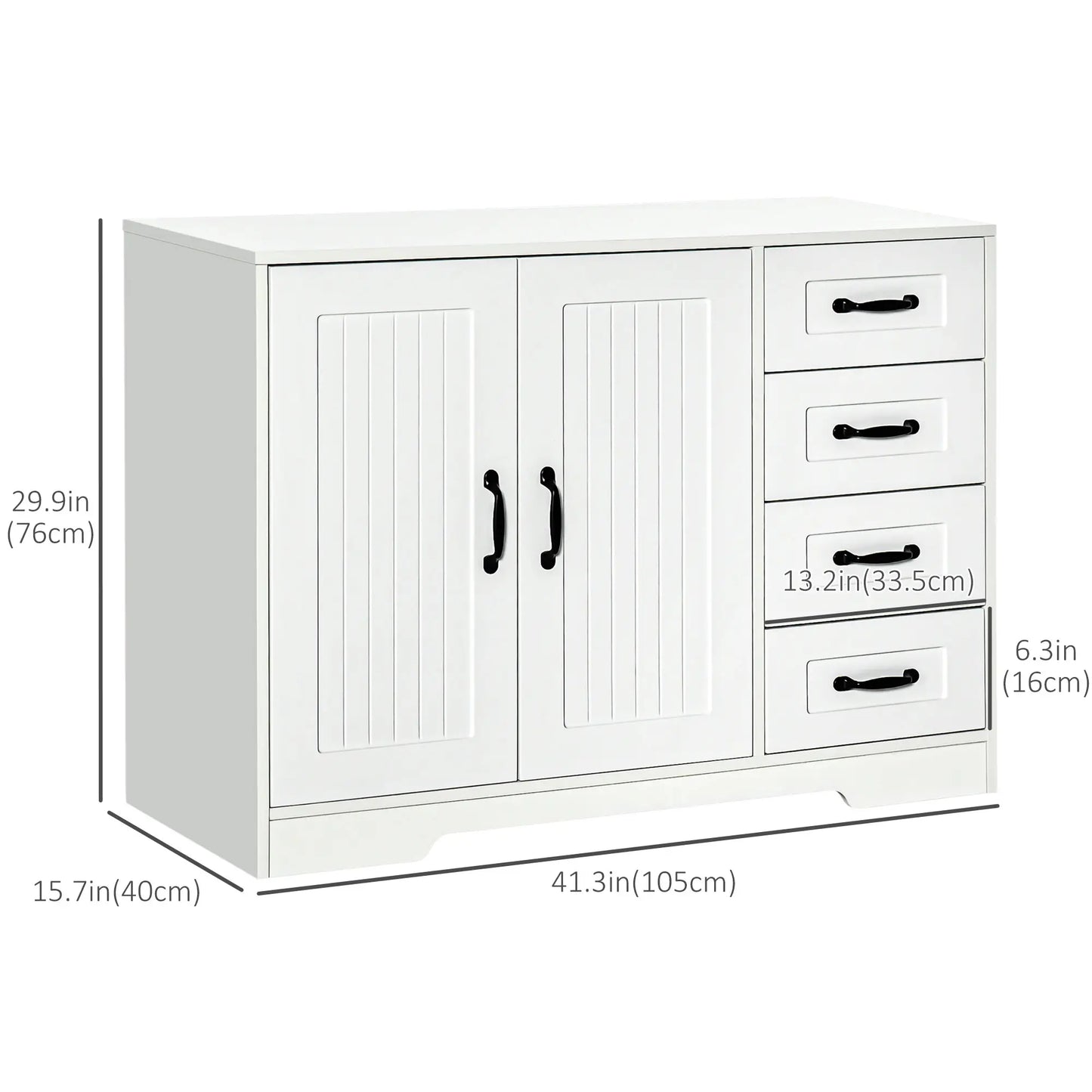 Modern Sideboard Buffet Cabinet, Drawers, Beadboard Door, White Storage Cabinets at Gallery Canada