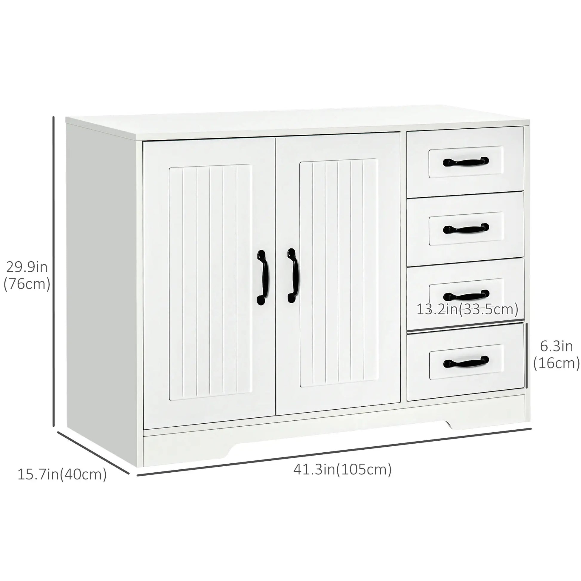 Modern Sideboard Buffet Cabinet, Drawers, Beadboard Door, White Storage Cabinets at Gallery Canada