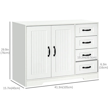 Modern Sideboard Buffet Cabinet, Drawers, Beadboard Door, White Storage Cabinets at Gallery Canada