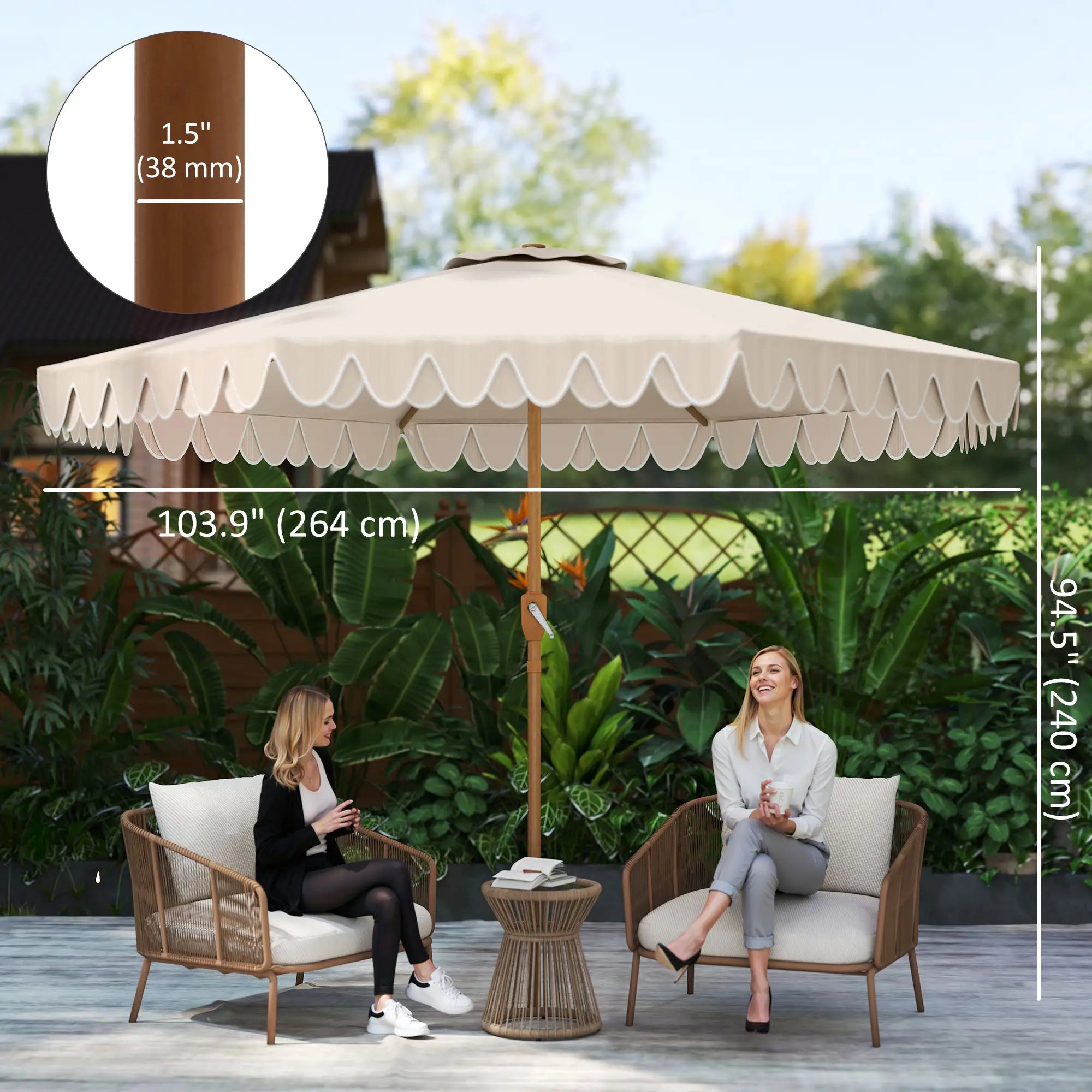 9 ft Outdoor Patio Umbrella, Push Button Tilt Crank, Cream White Sun Umbrellas at Gallery Canada