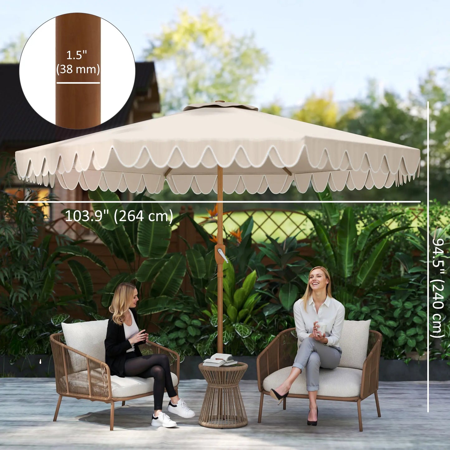 9 ft Outdoor Patio Umbrella, Push Button Tilt Crank, Cream White Sun Umbrellas at Gallery Canada