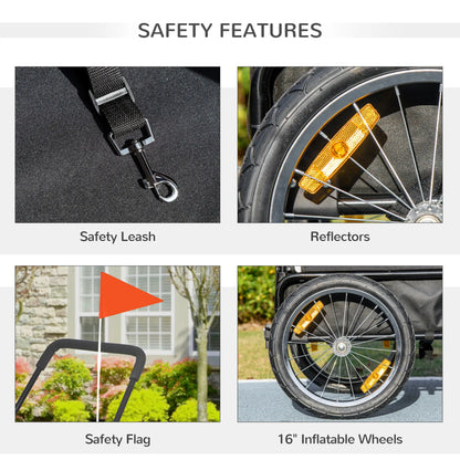 Dog Bike Trailer And Stroller, Safety Leash, Hitch, Flag, Reflectors, Cushion, Grey Dog Bike Trailers & Strollers at Gallery Canada