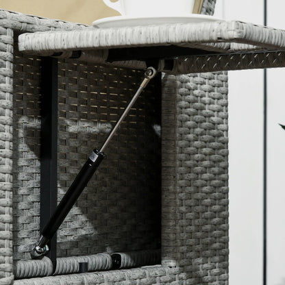 5PC Wicker Patio Lounger, Adjustable Recliner Sofa Bed, Storage Side Table, Footstools, Khaki Chaise Loungers at Gallery Canada