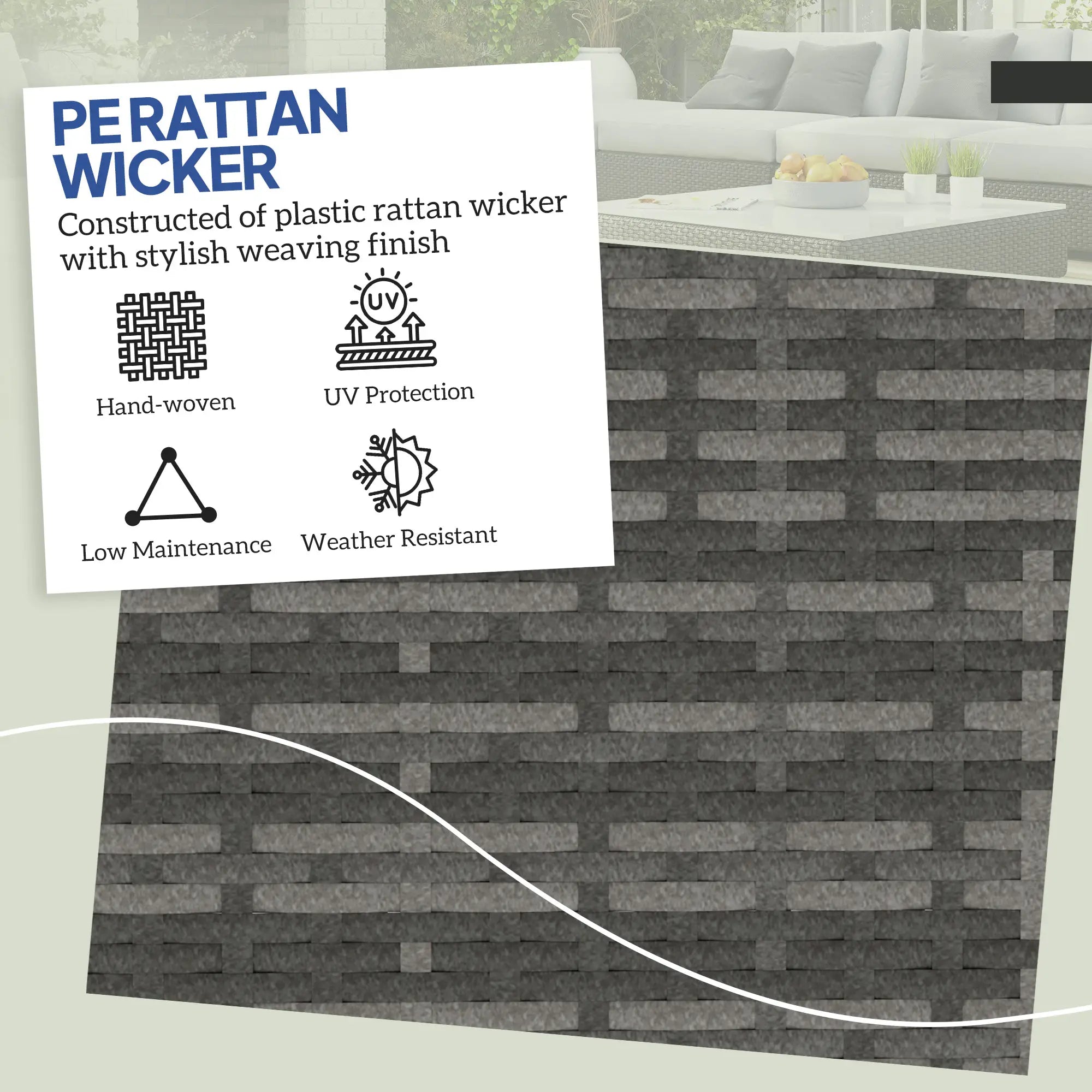 2 Piece Wicker Ottoman With Storage, Square Footstool, Dark Grey Patio Furniture Sets at Gallery Canada