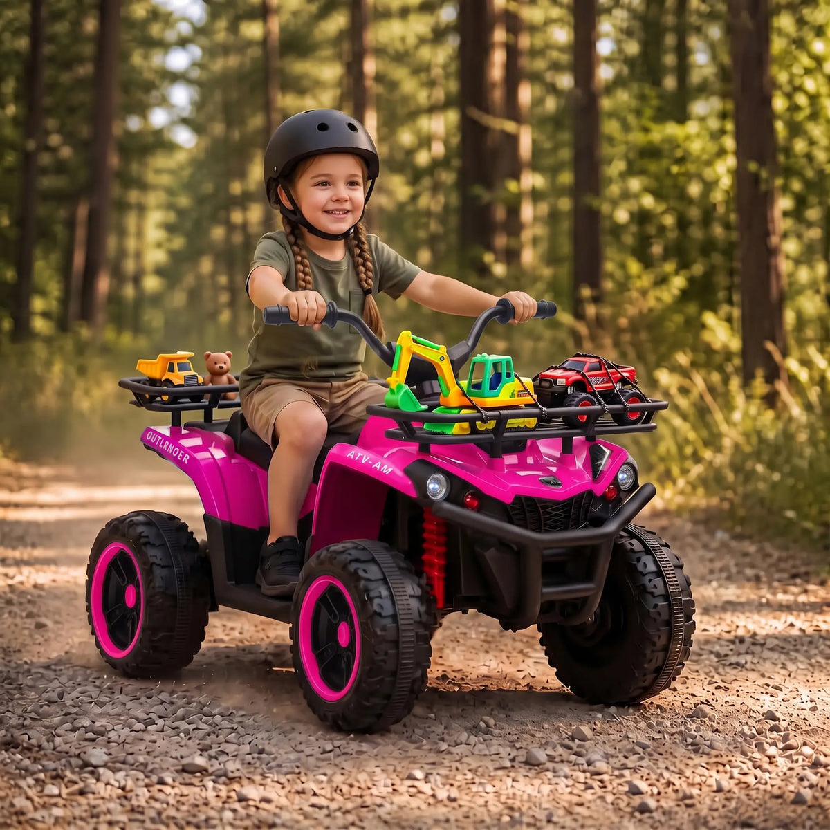 12V Kids ATV, Electric Ride On Quad, Dual Motors, Pink Electric Toy Cars at Gallery Canada
