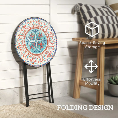 Mosaic Outdoor Patio Side Table, 14" Round, Mixed Colour, Colour Patio Side Tables at Gallery Canada