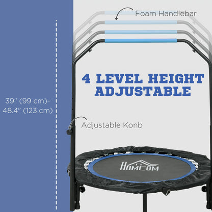 40" Foldable Mini Fitness Trampoline, Adjustable Foam Handle, Blue Trampolines at Gallery Canada