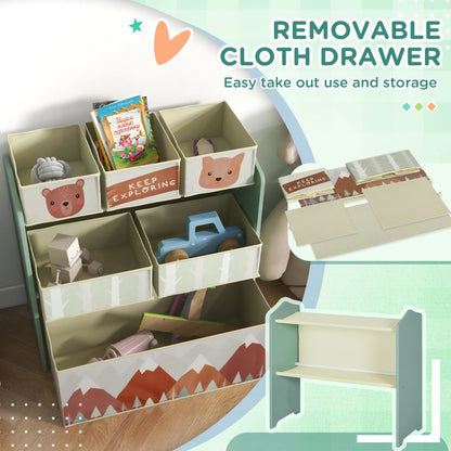 Toy Organizer With 6 Storage Bins, 25" x 12" x 26", Green Baby & Kids Storage at Gallery Canada