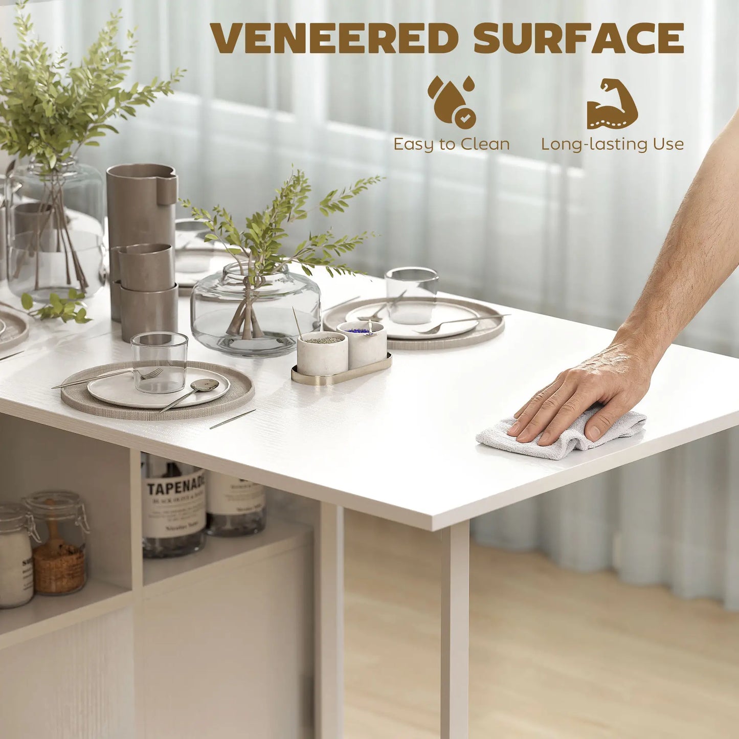 Foldable Drop Leaf Table With Hideaway Shelves, Brown Dining Tables at Gallery Canada